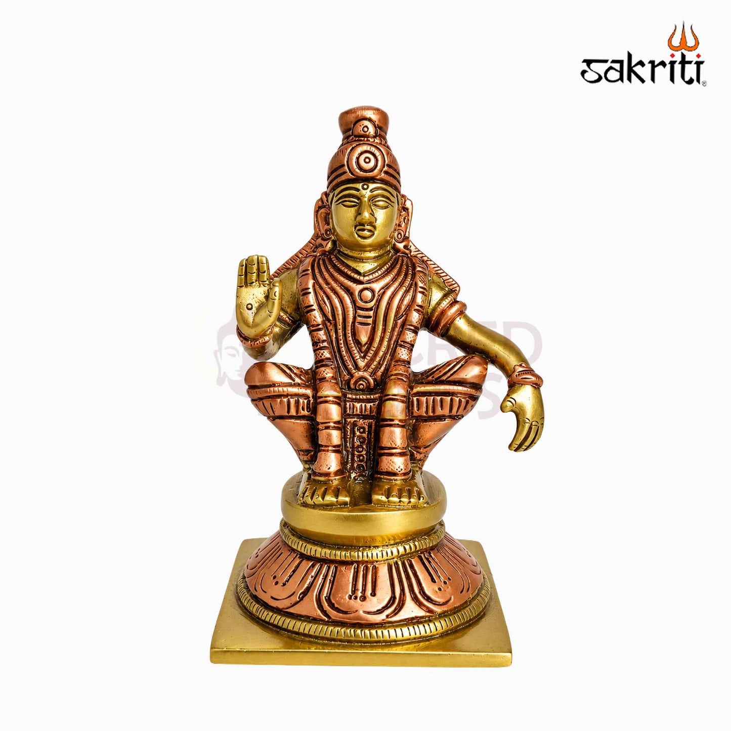 Sacred Needs Brass Lord Ayyappa Idol – 4.9 Inch (12.4 cm) Height | Traditional Ayyappa Swamy Statue for Pooja Room, Temple & Spiritual Home Décor