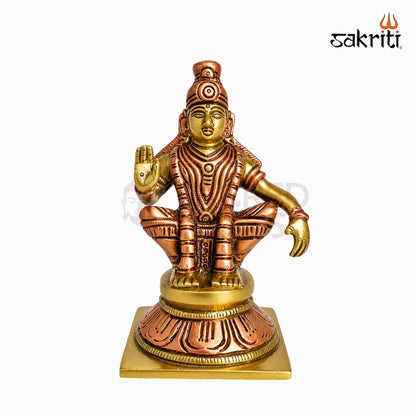 Sacred Needs Brass Lord Ayyappa Idol – 4.9 Inch (12.4 cm) Height | Traditional Ayyappa Swamy Statue for Pooja Room, Temple & Spiritual Home Décor