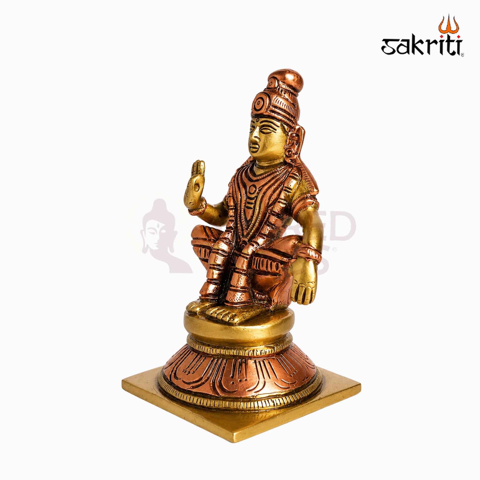 Sacred Needs Brass Lord Ayyappa Idol – 4.9 Inch (12.4 cm) Height | Traditional Ayyappa Swamy Statue for Pooja Room, Temple & Spiritual Home Décor