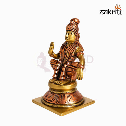 Sacred Needs Brass Lord Ayyappa Idol – 4.9 Inch (12.4 cm) Height | Traditional Ayyappa Swamy Statue for Pooja Room, Temple & Spiritual Home Décor