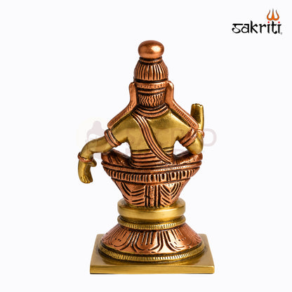 Sacred Needs Brass Lord Ayyappa Idol – 4.9 Inch (12.4 cm) Height | Traditional Ayyappa Swamy Statue for Pooja Room, Temple & Spiritual Home Décor