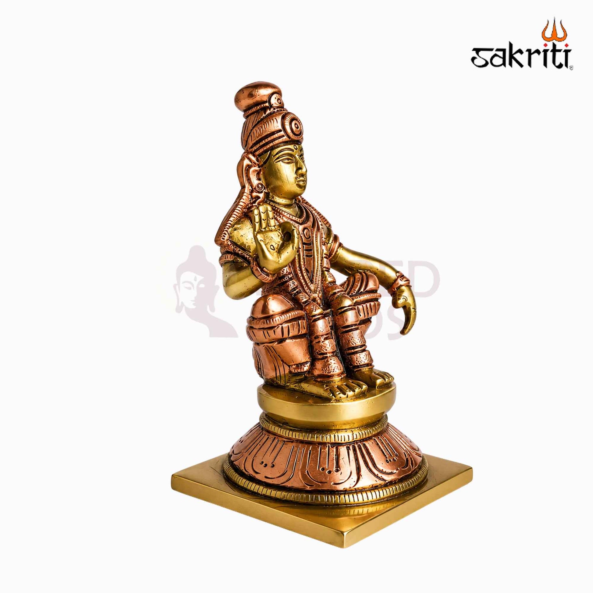 Sacred Needs Brass Lord Ayyappa Idol – 4.9 Inch (12.4 cm) Height | Traditional Ayyappa Swamy Statue for Pooja Room, Temple & Spiritual Home Décor