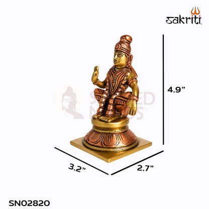 Sacred Needs Brass Lord Ayyappa Idol – 4.9 Inch (12.4 cm) Height | Traditional Ayyappa Swamy Statue for Pooja Room, Temple & Spiritual Home Décor