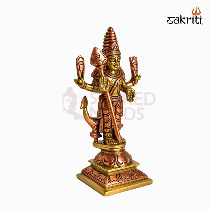 Sacred Needs Brass Murugan Idol – 6.3 Inch (16 cm) Height | Lord Murugan Statue for Pooja Room, Temple, Home Décor & Spiritual Worship