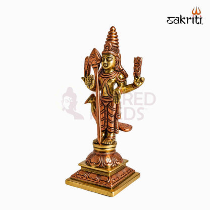 Sacred Needs Brass Murugan Idol – 6.3 Inch (16 cm) Height | Lord Murugan Statue for Pooja Room, Temple, Home Décor & Spiritual Worship