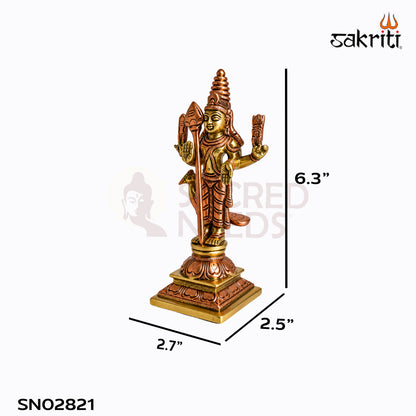 Sacred Needs Brass Murugan Idol – 6.3 Inch (16 cm) Height | Lord Murugan Statue for Pooja Room, Temple, Home Décor & Spiritual Worship