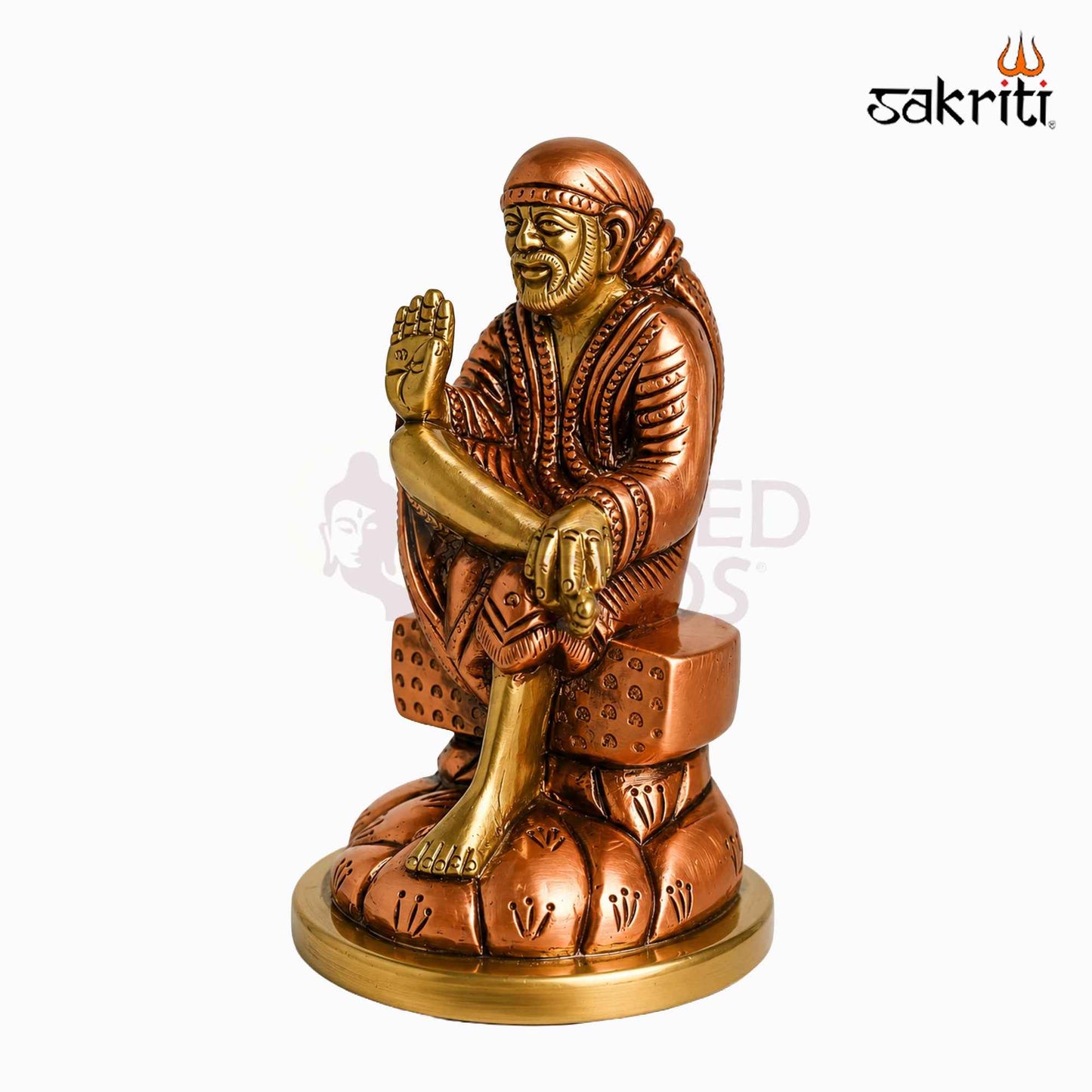 Sacred Needs Brass Sai Baba Idol – 4.5 Inch (11.4 cm) Height | Shirdi Sai Baba Statue for Pooja Room, Home Temple, Office & Spiritual Décor
