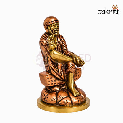 Sacred Needs Brass Sai Baba Idol – 4.5 Inch (11.4 cm) Height | Shirdi Sai Baba Statue for Pooja Room, Home Temple, Office & Spiritual Décor