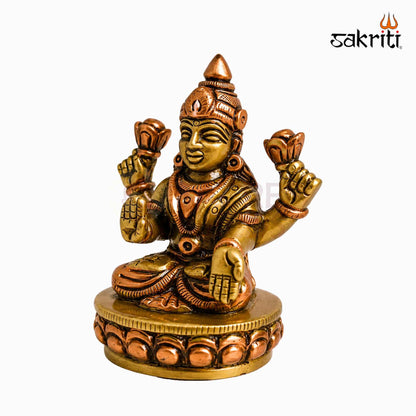 Sacred Needs Brass Lakshmi Idol – 2.7 Inch (6.9 cm) Height | Goddess Lakshmi Statue for Wealth, Prosperity, Pooja Room & Home Temple Décor