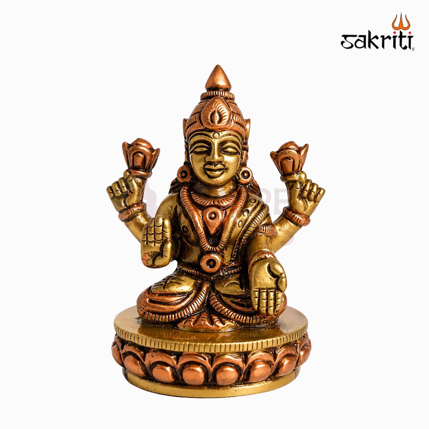 Sacred Needs Brass Lakshmi Idol – 2.7 Inch (6.9 cm) Height | Goddess Lakshmi Statue for Wealth, Prosperity, Pooja Room & Home Temple Décor