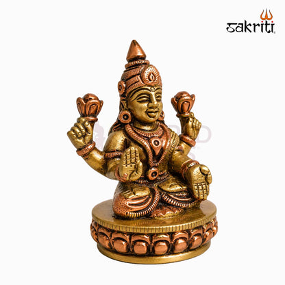 Sacred Needs Brass Lakshmi Idol – 2.7 Inch (6.9 cm) Height | Goddess Lakshmi Statue for Wealth, Prosperity, Pooja Room & Home Temple Décor