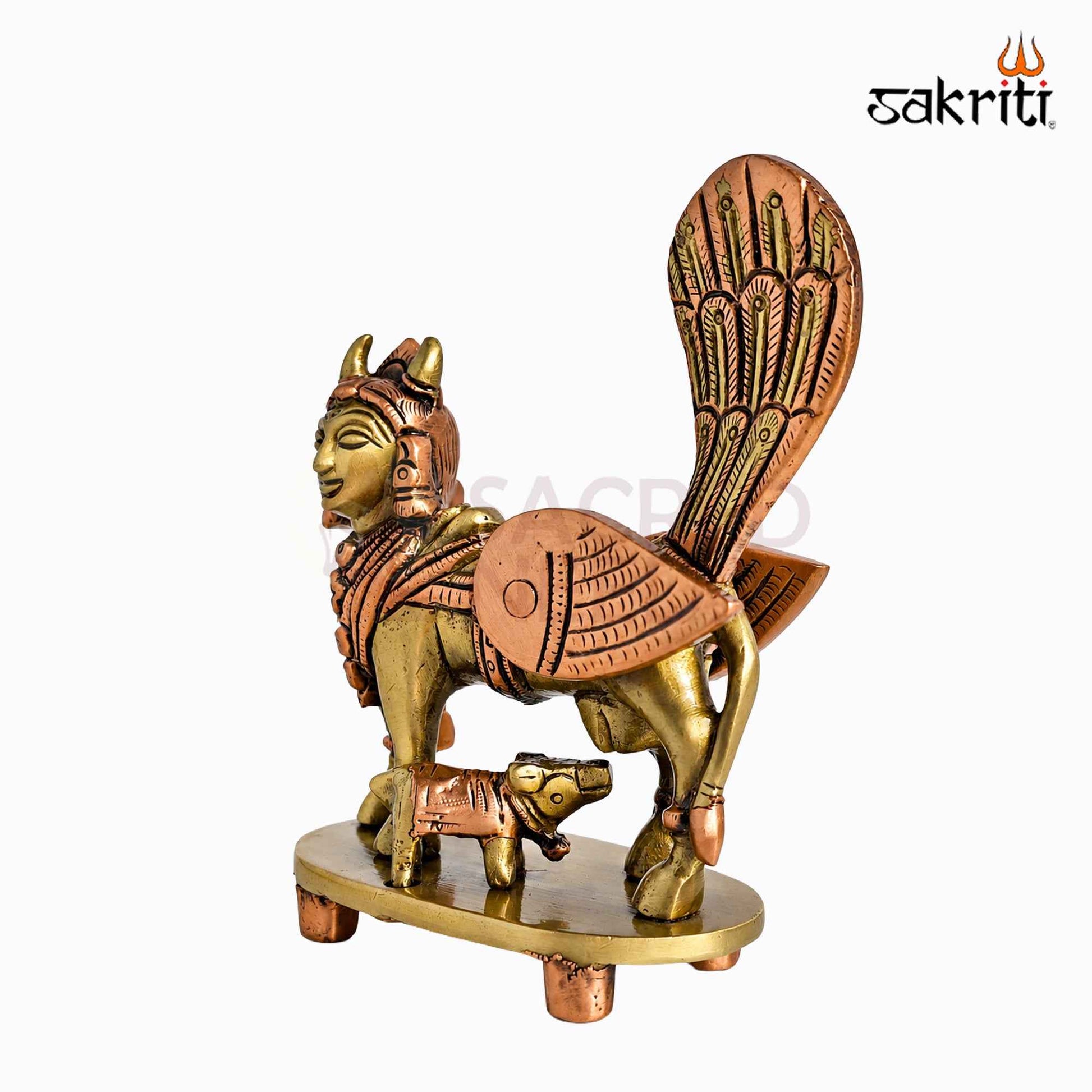Sacred Needs Brass Kamadhenu Cow Idol – 4.3 Inch (10.9 cm) Height | Divine Kamadhenu Statue for Pooja Room, Home Temple, Vastu & Spiritual Décor
