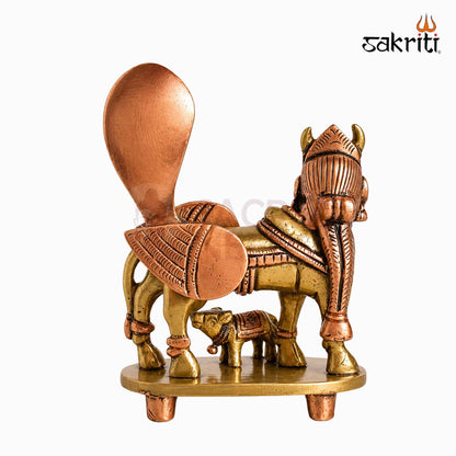 Sacred Needs Brass Kamadhenu Cow Idol – 4.3 Inch (10.9 cm) Height | Divine Kamadhenu Statue for Pooja Room, Home Temple, Vastu & Spiritual Décor