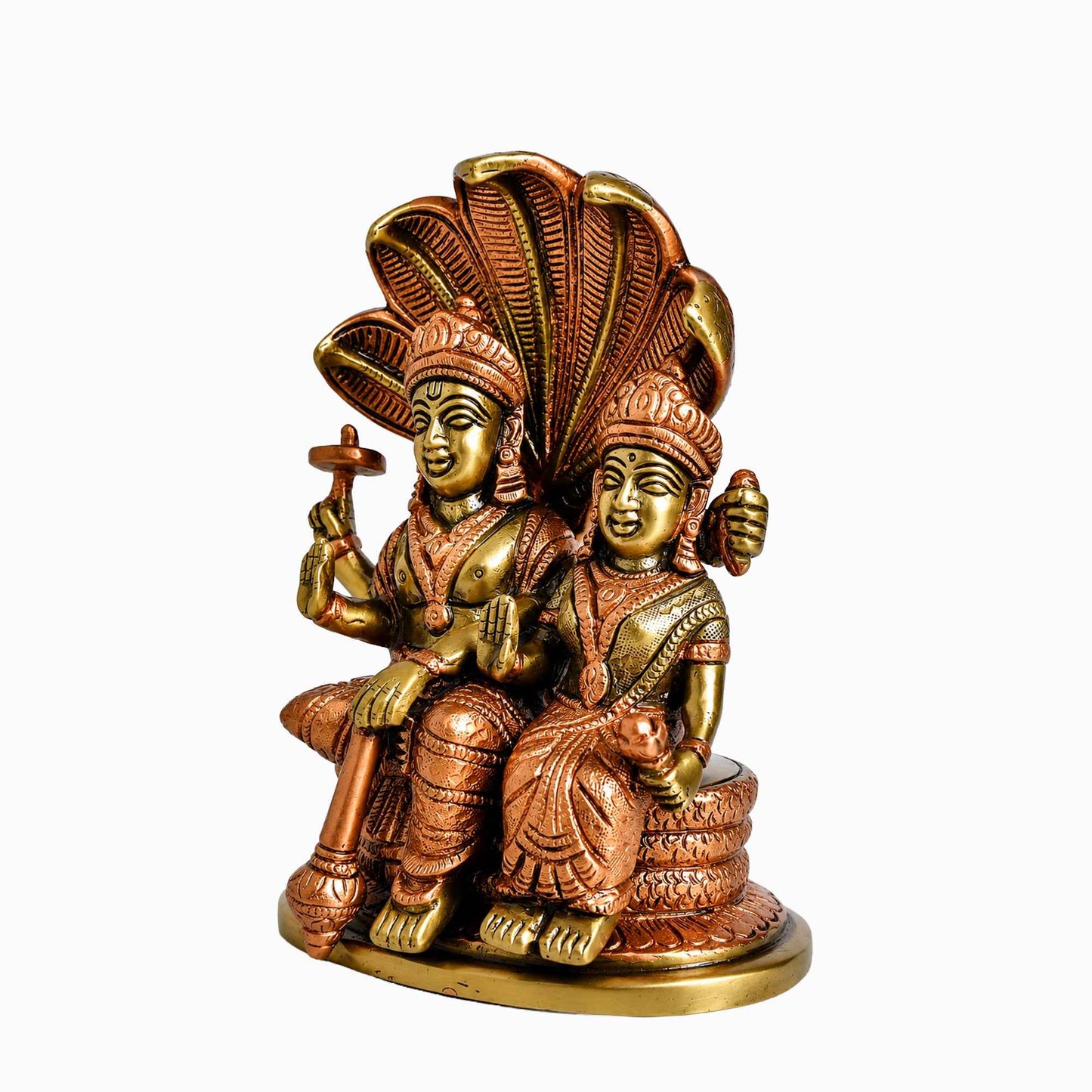 Sacred Needs Brass Vishnu Lakshmi Idol – 7 Inch (17.8 cm) Height | Lord Vishnu & Goddess Lakshmi Statue for Pooja Room, Home Temple & Spiritual Décor