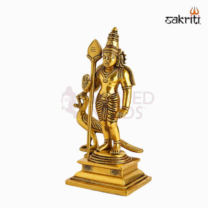 Sacred Needs Brass Murugan Idol – 6.5 Inch (16.5 cm) Height | Lord Murugan Statue for Pooja Room, Temple, Home Décor & Spiritual Worship