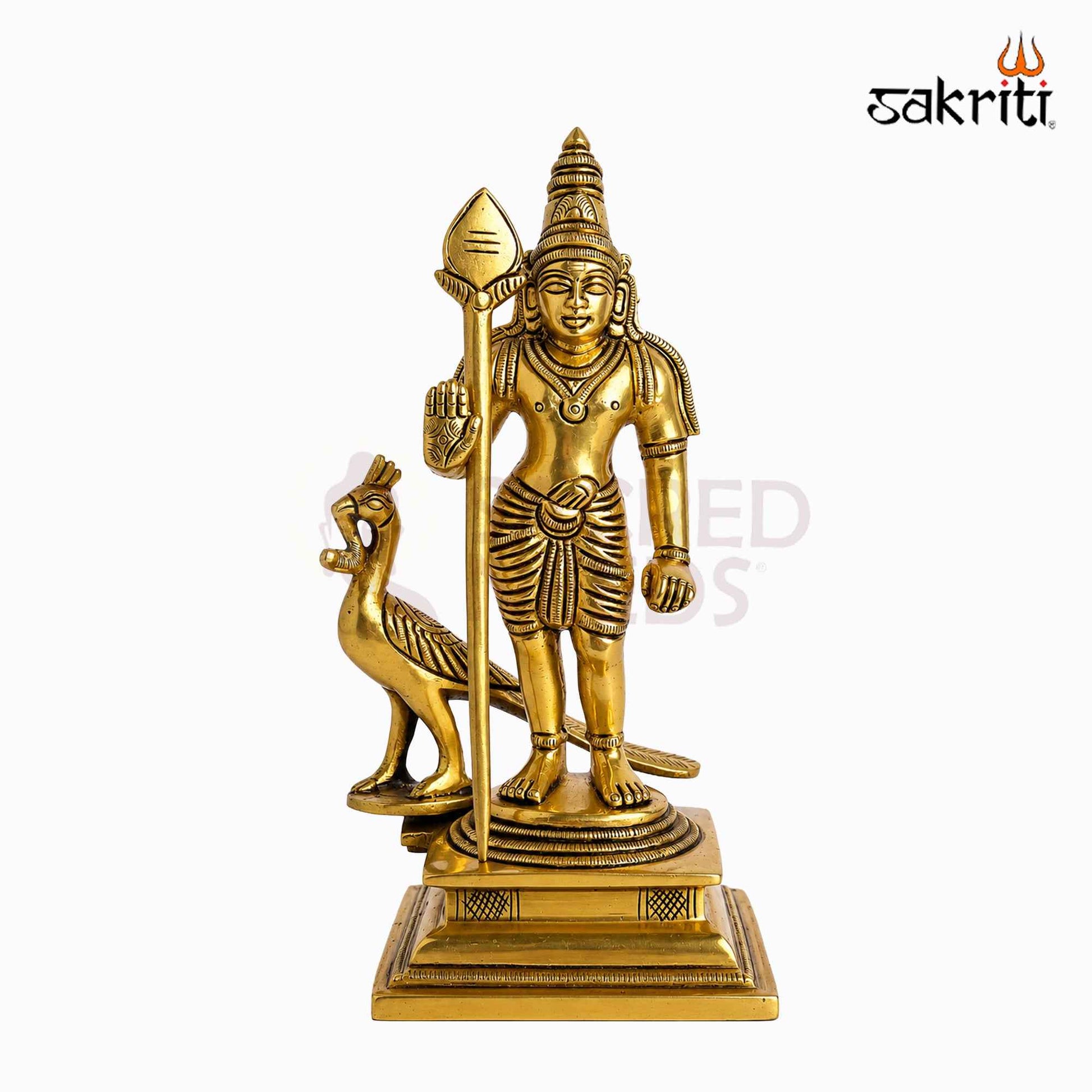 Sacred Needs Brass Murugan Idol – 6.5 Inch (16.5 cm) Height | Lord Murugan Statue for Pooja Room, Temple, Home Décor & Spiritual Worship
