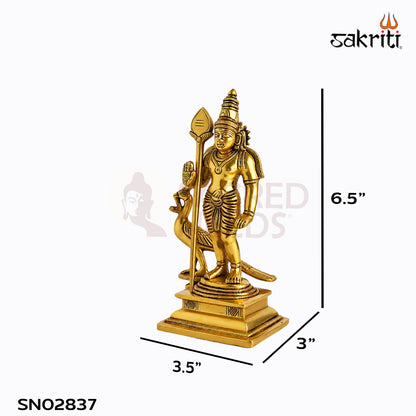 Sacred Needs Brass Murugan Idol – 6.5 Inch (16.5 cm) Height | Lord Murugan Statue for Pooja Room, Temple, Home Décor & Spiritual Worship