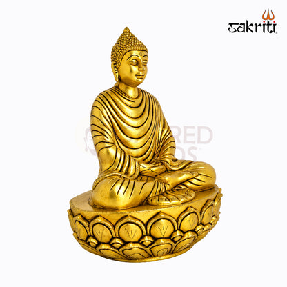 Sacred Needs Brass Buddha Idol – 6 Inch (15.2 cm) Height | Meditating Buddha Statue for Home Décor, Meditation Room, Office & Spiritual Wellness