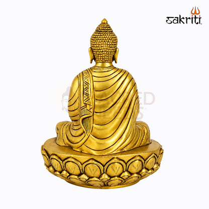 Sacred Needs Brass Buddha Idol – 6 Inch (15.2 cm) Height | Meditating Buddha Statue for Home Décor, Meditation Room, Office & Spiritual Wellness