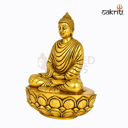 Sacred Needs Brass Buddha Idol – 6 Inch (15.2 cm) Height | Meditating Buddha Statue for Home Décor, Meditation Room, Office & Spiritual Wellness