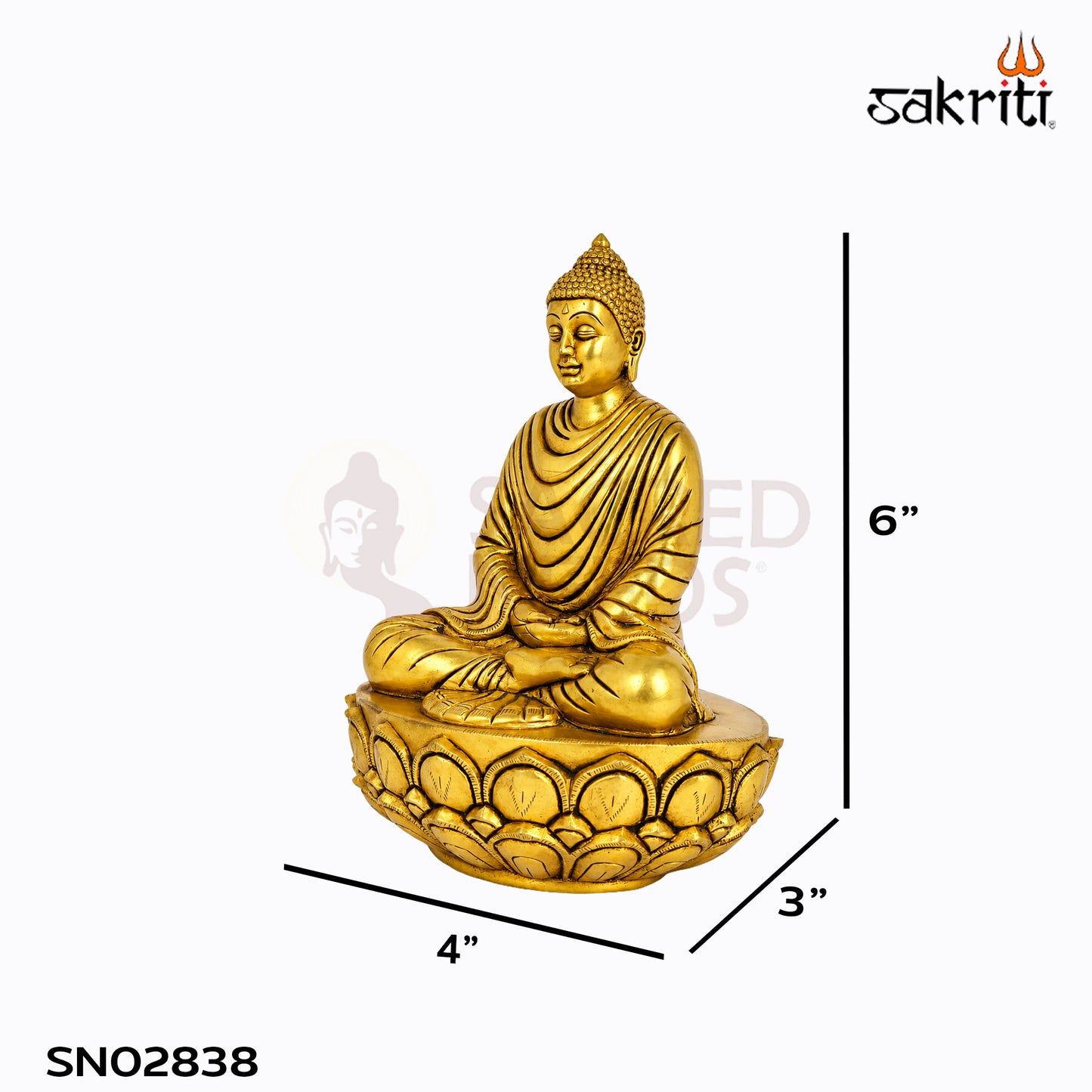 Sacred Needs Brass Buddha Idol – 6 Inch (15.2 cm) Height | Meditating Buddha Statue for Home Décor, Meditation Room, Office & Spiritual Wellness