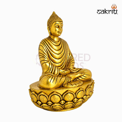 Sacred Needs Brass Buddha Idol – 8.5 Inch (21.6 cm) Height | Meditating Buddha Statue for Home Décor, Meditation Room, Office & Spiritual Serenity