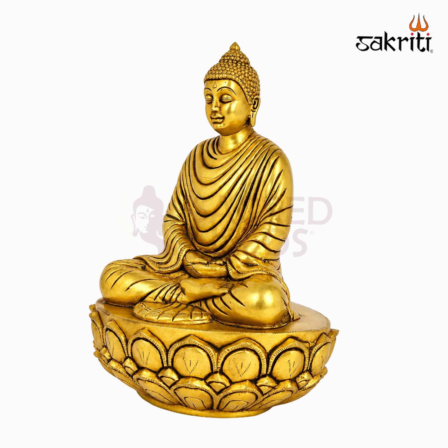Sacred Needs Brass Buddha Idol – 8.5 Inch (21.6 cm) Height | Meditating Buddha Statue for Home Décor, Meditation Room, Office & Spiritual Serenity