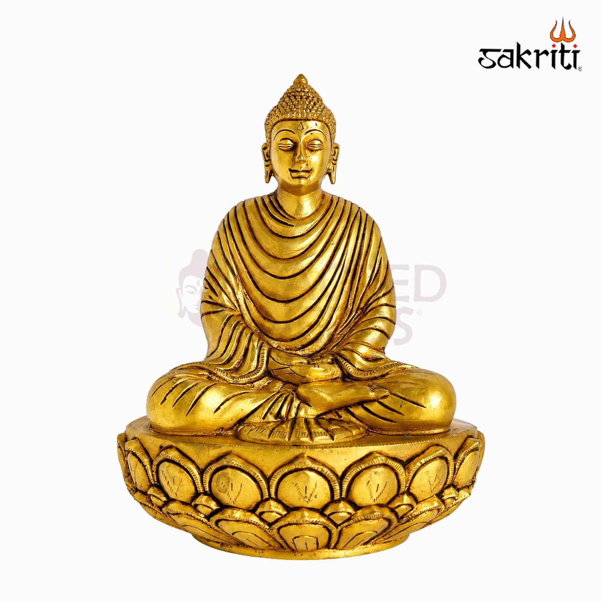 Sacred Needs Brass Buddha Idol – 8.5 Inch (21.6 cm) Height | Meditating Buddha Statue for Home Décor, Meditation Room, Office & Spiritual Serenity