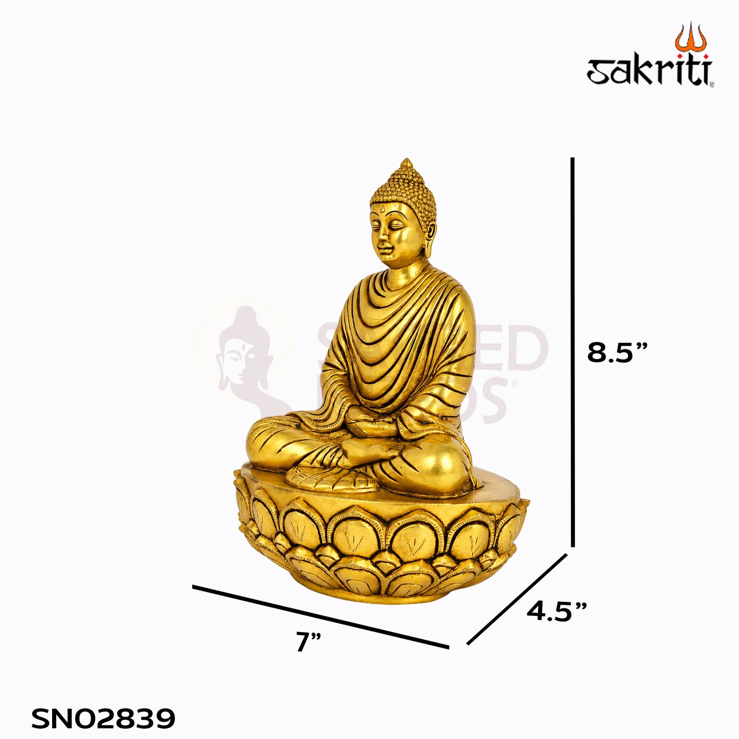 Sacred Needs Brass Buddha Idol – 8.5 Inch (21.6 cm) Height | Meditating Buddha Statue for Home Décor, Meditation Room, Office & Spiritual Serenity