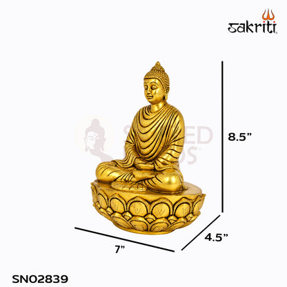 Sacred Needs Brass Buddha Idol – 8.5 Inch (21.6 cm) Height | Meditating Buddha Statue for Home Décor, Meditation Room, Office & Spiritual Serenity
