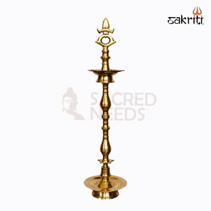 Sacred Needs Brass Tirunelveli Kuthuvilaku – 24 Inch (61 cm) Height | Traditional Tall Brass Oil Lamp for Pooja, Temple & Festive Decor