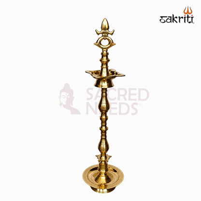 Sacred Needs Brass Tirunelveli Kuthuvilaku – 24 Inch (61 cm) Height | Traditional Tall Brass Oil Lamp for Pooja, Temple & Festive Decor