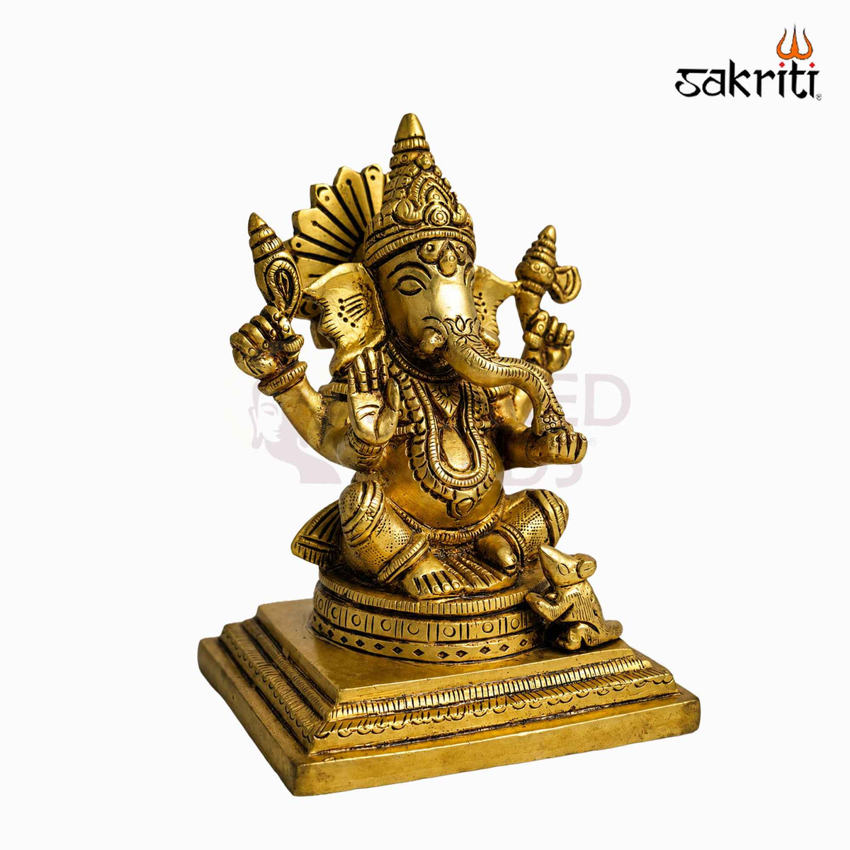 Sacred Needs Brass Ganesha Idol – 6 Inch (15.2 cm) Height | Lord Ganesha Statue for Pooja Room, Home Temple, Office & Spiritual Décor