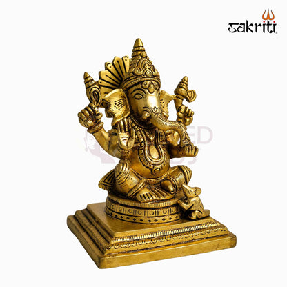 Sacred Needs Brass Ganesha Idol – 6 Inch (15.2 cm) Height | Lord Ganesha Statue for Pooja Room, Home Temple, Office & Spiritual Décor