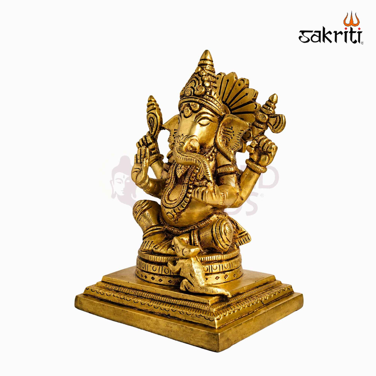 Sacred Needs Brass Ganesha Idol – 6 Inch (15.2 cm) Height | Lord Ganesha Statue for Pooja Room, Home Temple, Office & Spiritual Décor