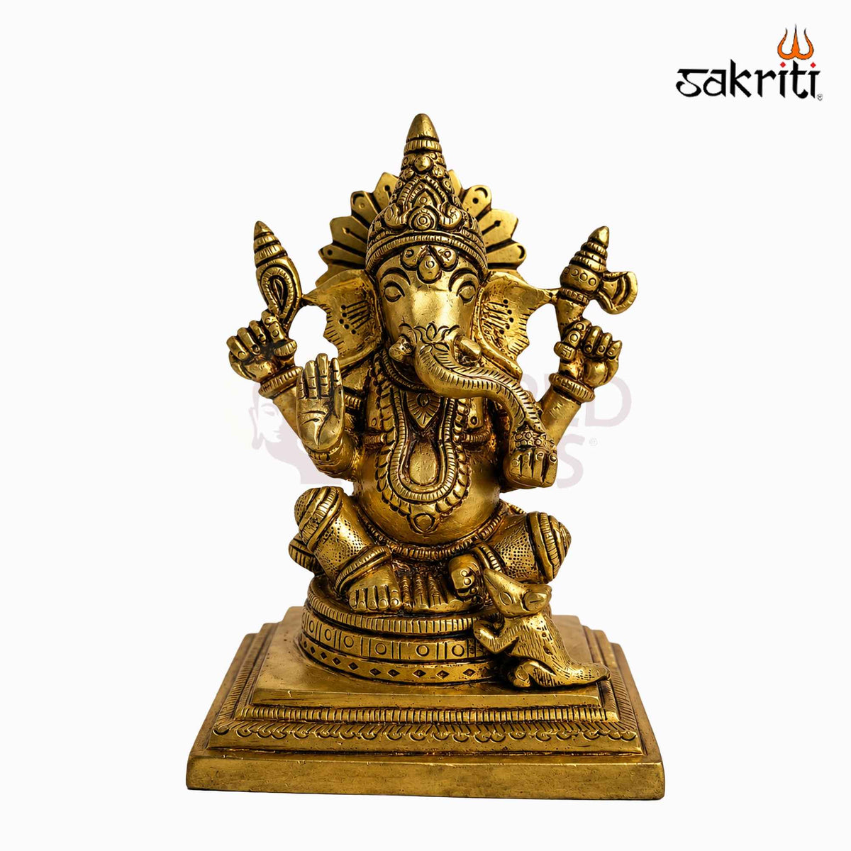 Sacred Needs Brass Ganesha Idol – 6 Inch (15.2 cm) Height | Lord Ganesha Statue for Pooja Room, Home Temple, Office & Spiritual Décor
