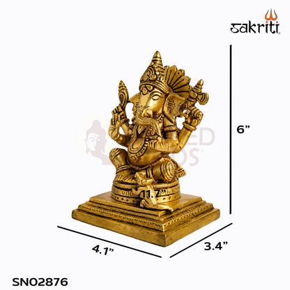 Sacred Needs Brass Ganesha Idol – 6 Inch (15.2 cm) Height | Lord Ganesha Statue for Pooja Room, Home Temple, Office & Spiritual Décor
