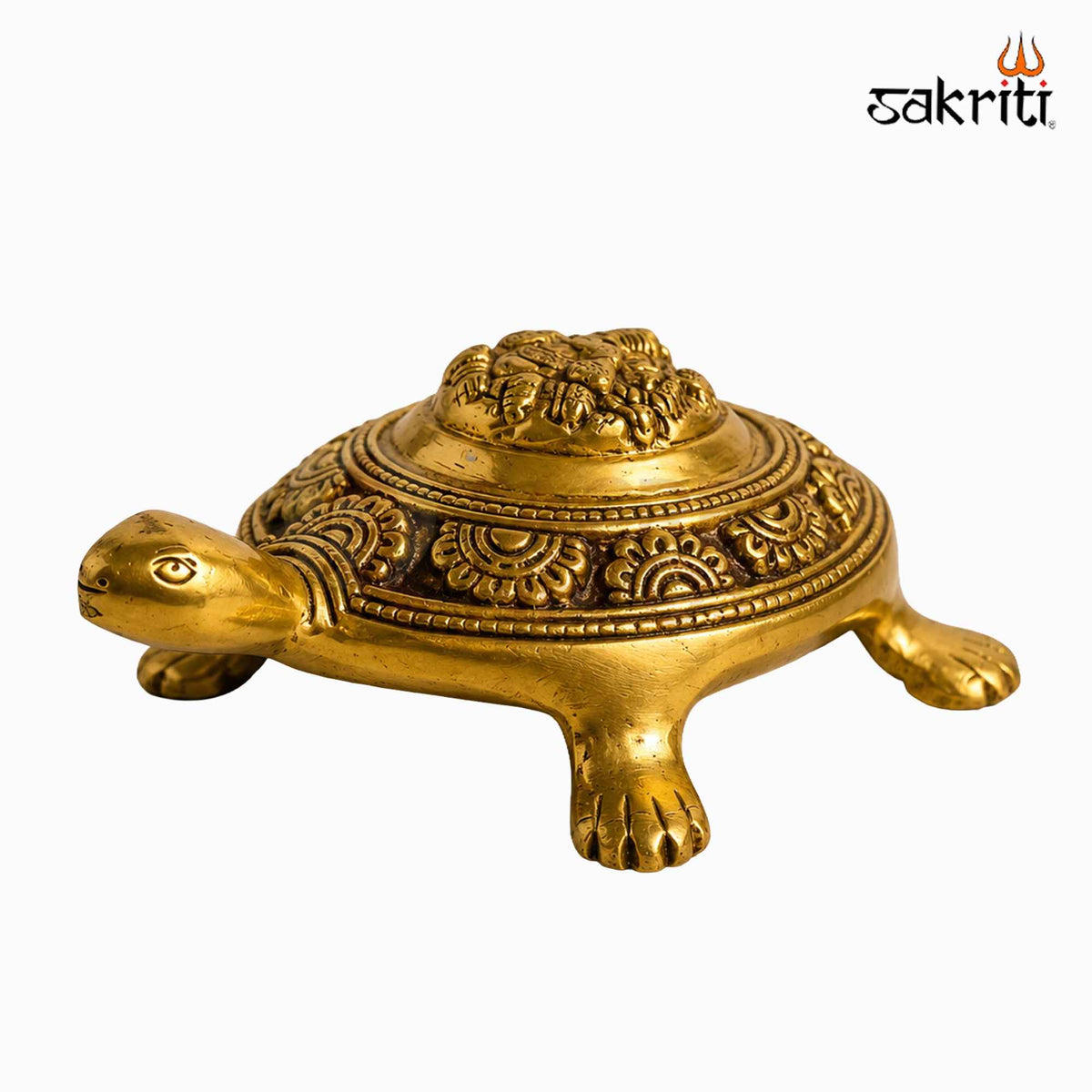 Sacred Needs Brass Ganesha Tortoise Idol – 2.5 Inch (6.4 cm) Height | Lord Ganesha on Tortoise Statue for Pooja Room, Vastu & Home Décor