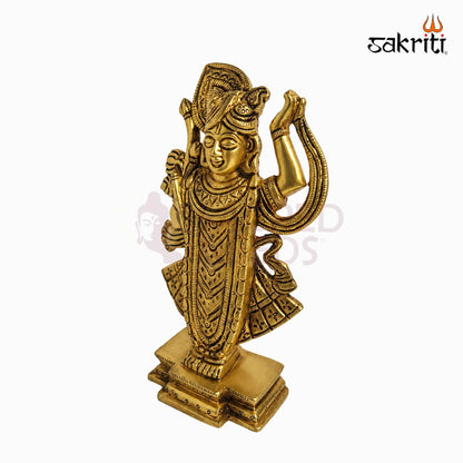 Sacred Needs Brass Shrinathji Idol – 7 Inch (17.8 cm) Height | Lord Krishna Shrinath Ji Statue for Pooja Room, Home Temple & Devotional Décor