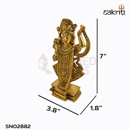 Sacred Needs Brass Shrinathji Idol – 7 Inch (17.8 cm) Height | Lord Krishna Shrinath Ji Statue for Pooja Room, Home Temple & Devotional Décor