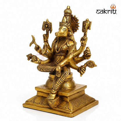 Brass Varahi Amman Idol – 14 Inch (35.6 cm) Height | Goddess Varahi Statue for Pooja Room, Temple, Shakti Worship & Spiritual Décor