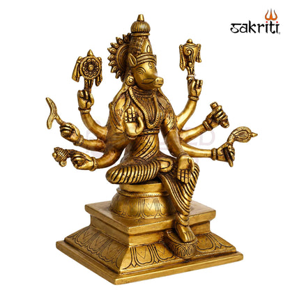 Brass Varahi Amman Idol – 14 Inch (35.6 cm) Height | Goddess Varahi Statue for Pooja Room, Temple, Shakti Worship & Spiritual Décor