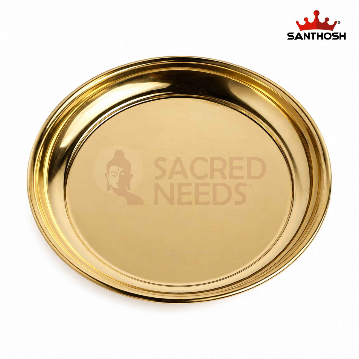 Sacred Needs Brass ICC China Plate – 6.4 Inch (16.3 cm) | Decorative Brass Pooja Plate for Traditional Rituals, Temple & Home Décor