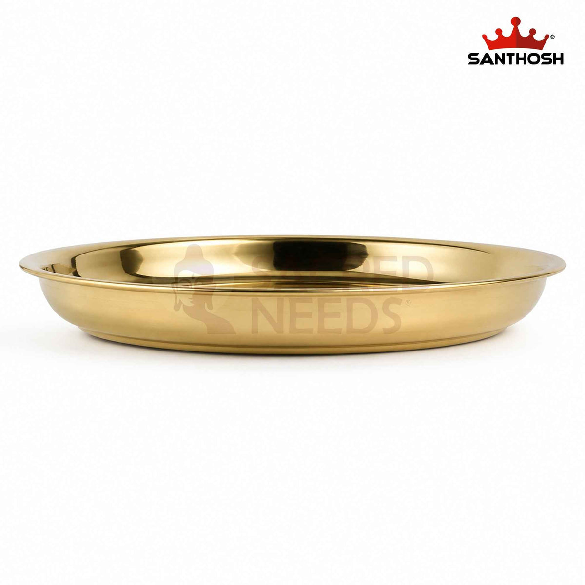 Sacred Needs Brass ICC China Plate – 6.4 Inch (16.3 cm) | Decorative Brass Pooja Plate for Traditional Rituals, Temple & Home Décor