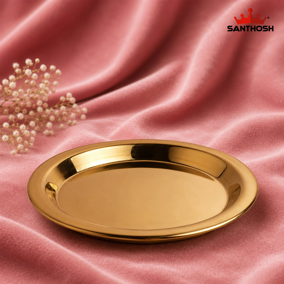 Sacred Needs Brass Tope Cover Lid – 6.5 Inch (16.5 cm) Diameter | Traditional Brass Vessel Lid for Pooja Items, Kitchen & Home Use