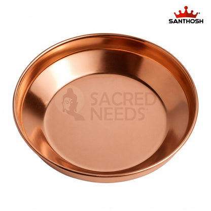 Sacred Needs Copper Harivana Plate – 5.3 Inch (13.5 cm) Diameter | Traditional Copper Pooja Plate for Temple Rituals, Religious Ceremonies