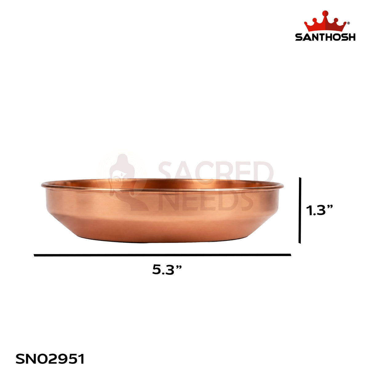 Sacred Needs Copper Harivana Plate – 5.3 Inch (13.5 cm) Diameter | Traditional Copper Pooja Plate for Temple Rituals, Religious Ceremonies