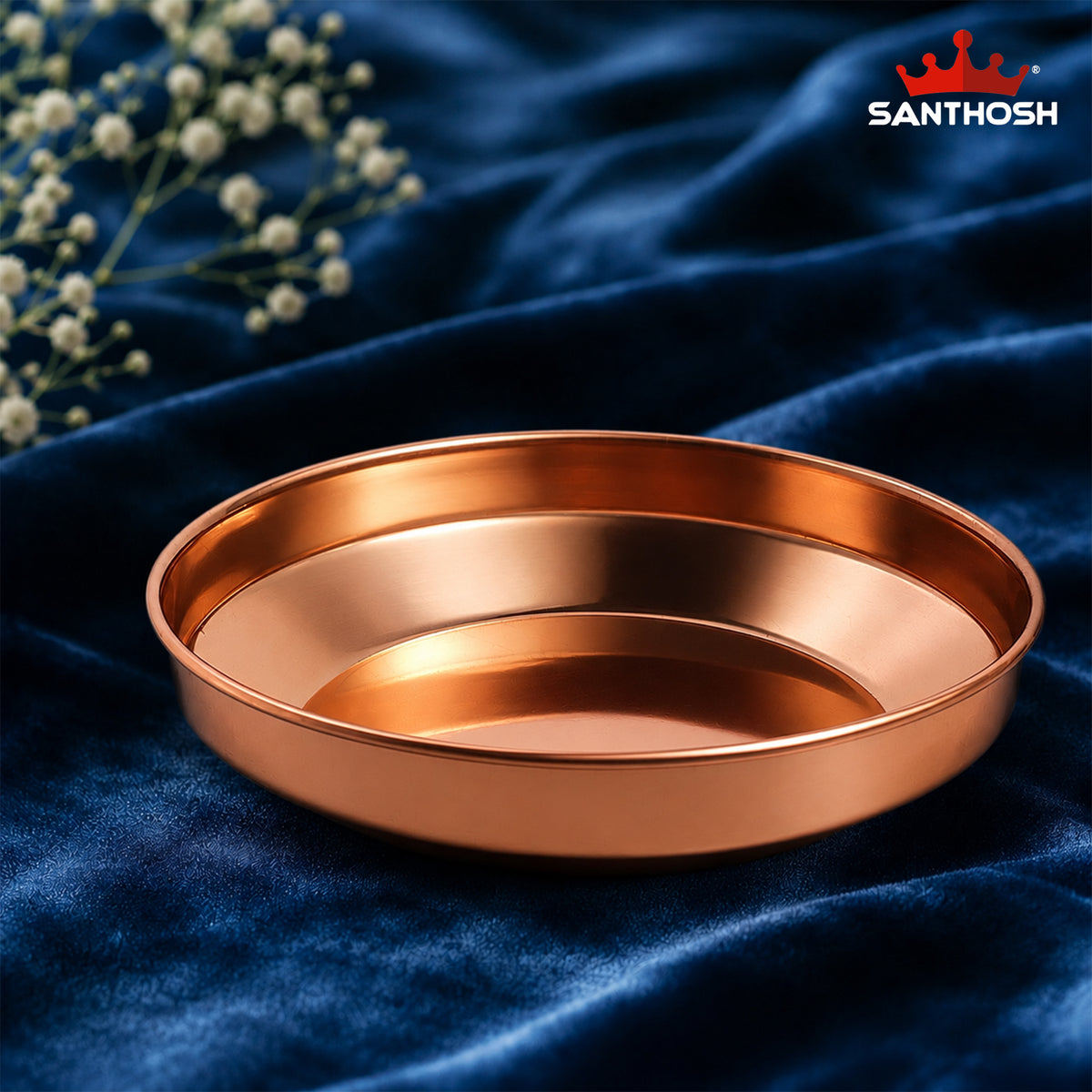 Copper Harivana Plate – 7.4 Inch (18.8 cm) Diameter | Traditional Copper Pooja Plate for Hindu Rituals, Temple & Religious Ceremonies