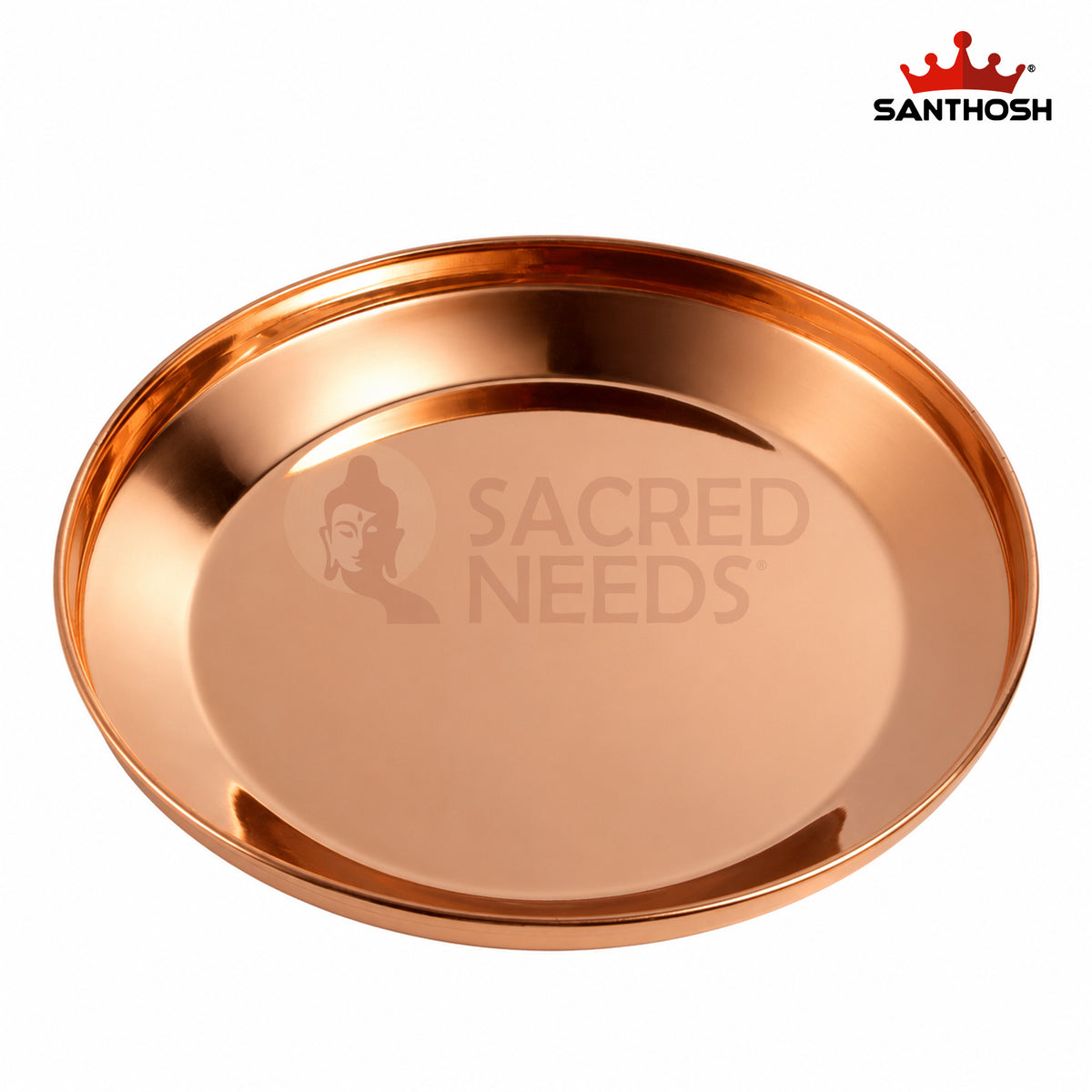 Copper Harivana Plate – 8.4 Inch (21.3 cm) Diameter | Traditional Copper Pooja Plate for Hindu Rituals, Temple & Festive Use