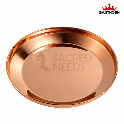 Copper Harivana Plate – 8.4 Inch (21.3 cm) Diameter | Traditional Copper Pooja Plate for Hindu Rituals, Temple & Festive Use